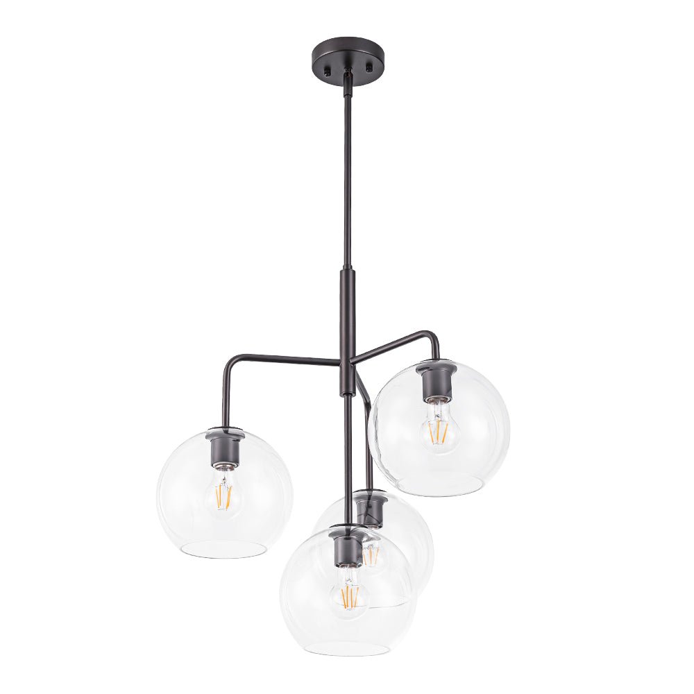Modern 4-Light Clear Glass Bubble Hanging Sputnik Chandelier