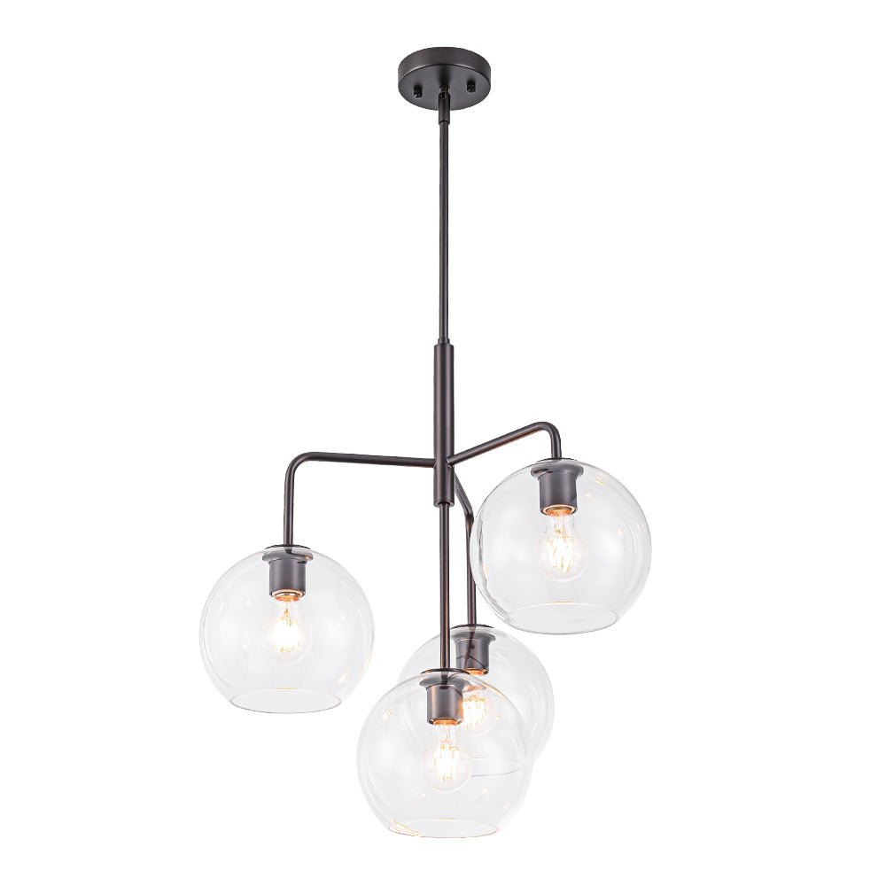 Modern 4-Light Clear Glass Bubble Hanging Sputnik Chandelier