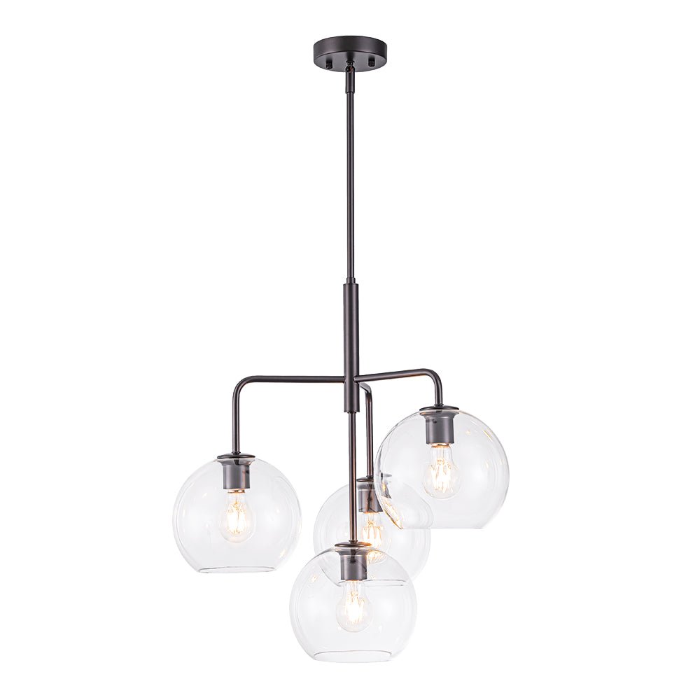 Modern 4-Light Clear Glass Bubble Hanging Sputnik Chandelier