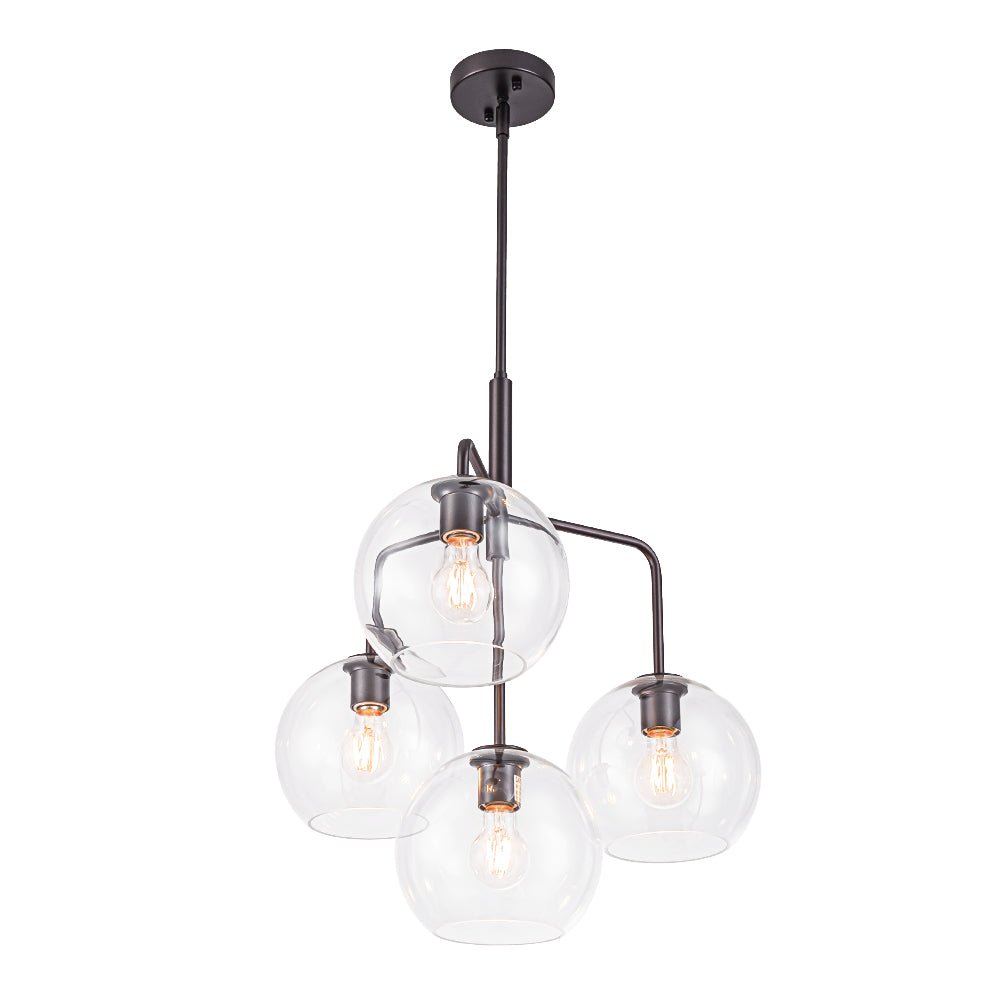 Modern 4-Light Clear Glass Bubble Hanging Sputnik Chandelier