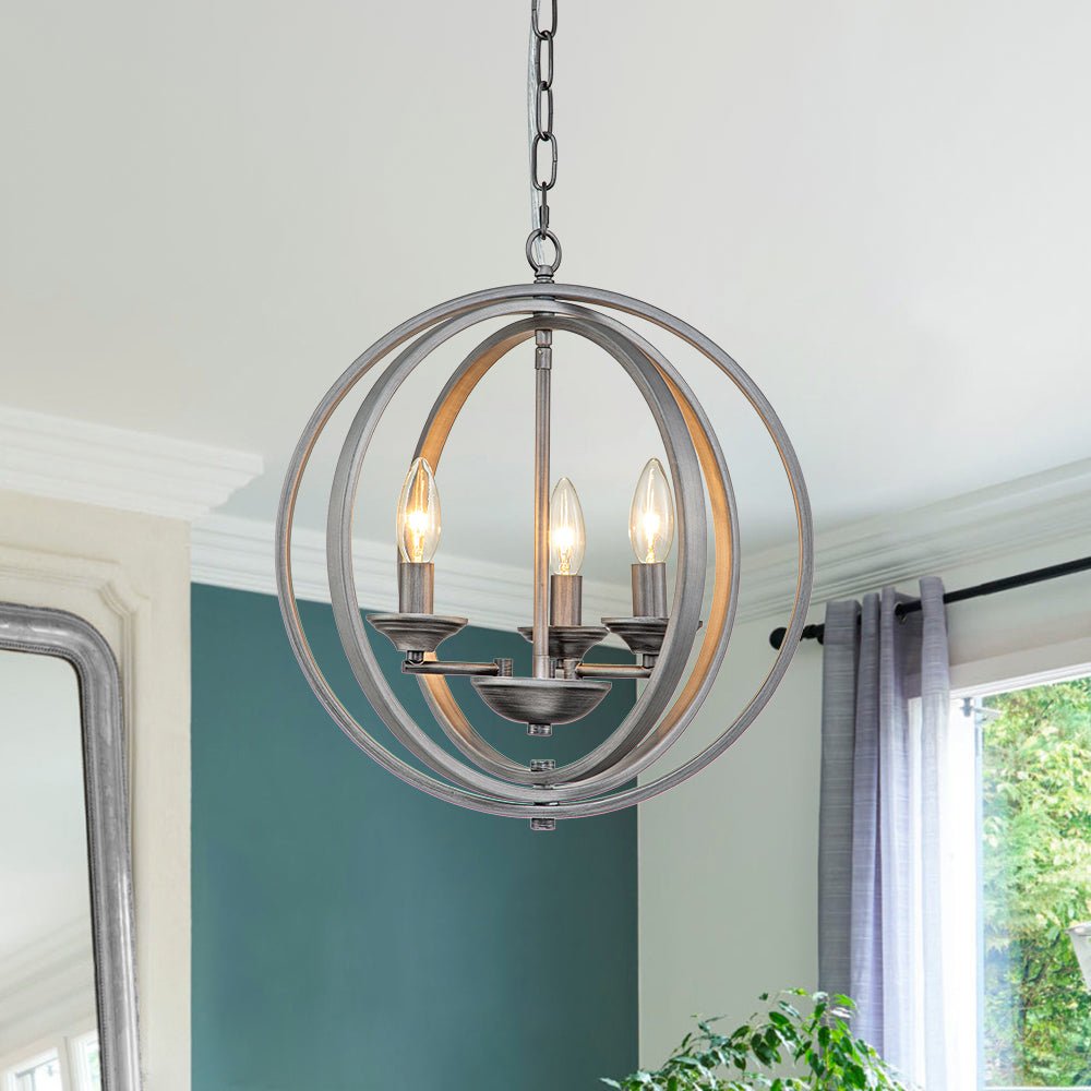 Modern 4-Light Iron Geometric Globe Cage Pendant Light