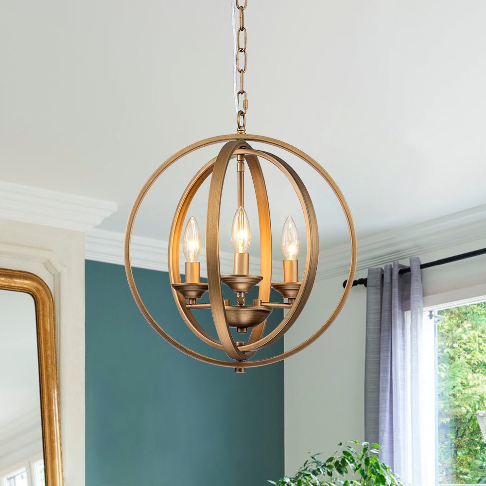 Modern 4-Light Iron Geometric Globe Cage Pendant Light