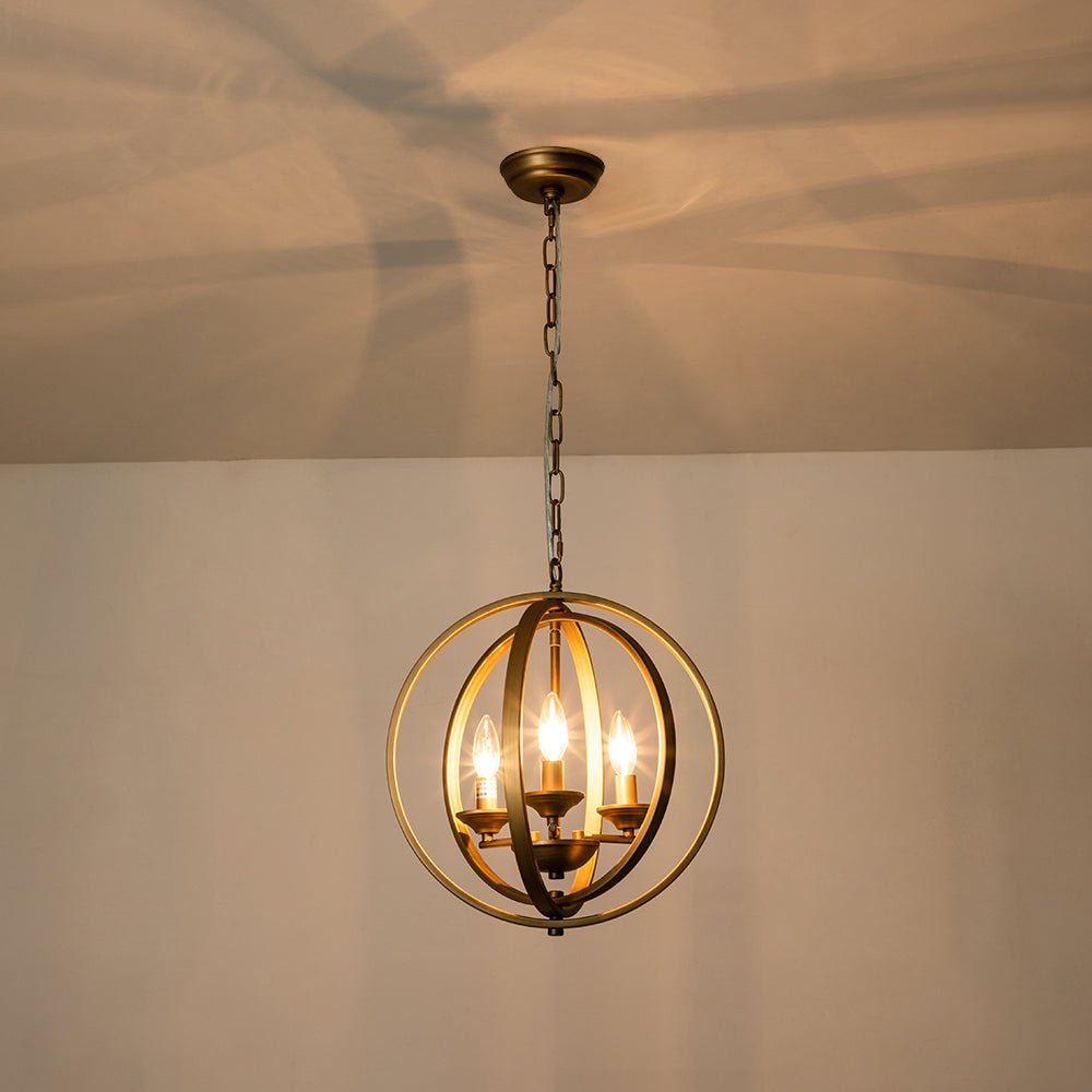 Modern 4-Light Iron Geometric Globe Cage Pendant Light