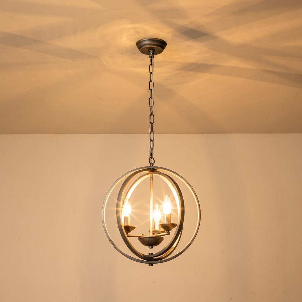 Modern 4-Light Iron Geometric Globe Cage Pendant Light
