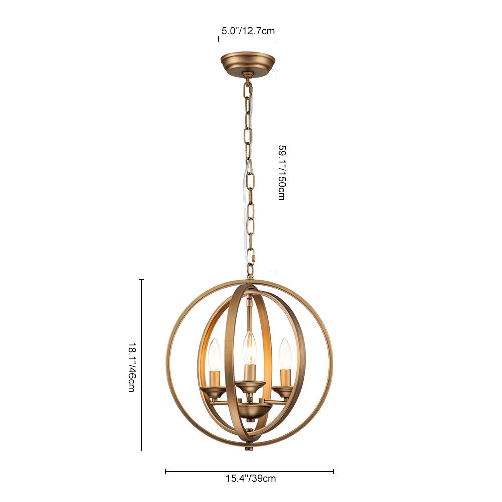 Modern 4-Light Iron Geometric Globe Cage Pendant Light