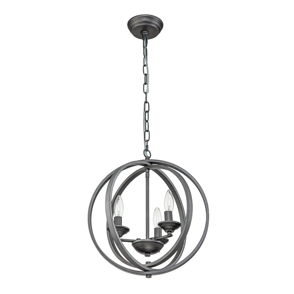 Modern 4-Light Iron Geometric Globe Cage Pendant Light