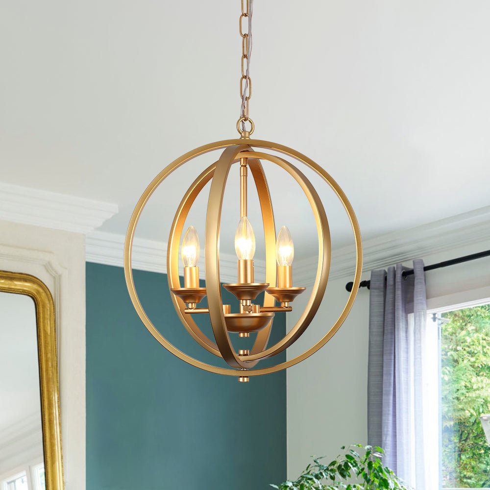 Modern 4-Light Iron Geometric Globe Cage Pendant Light