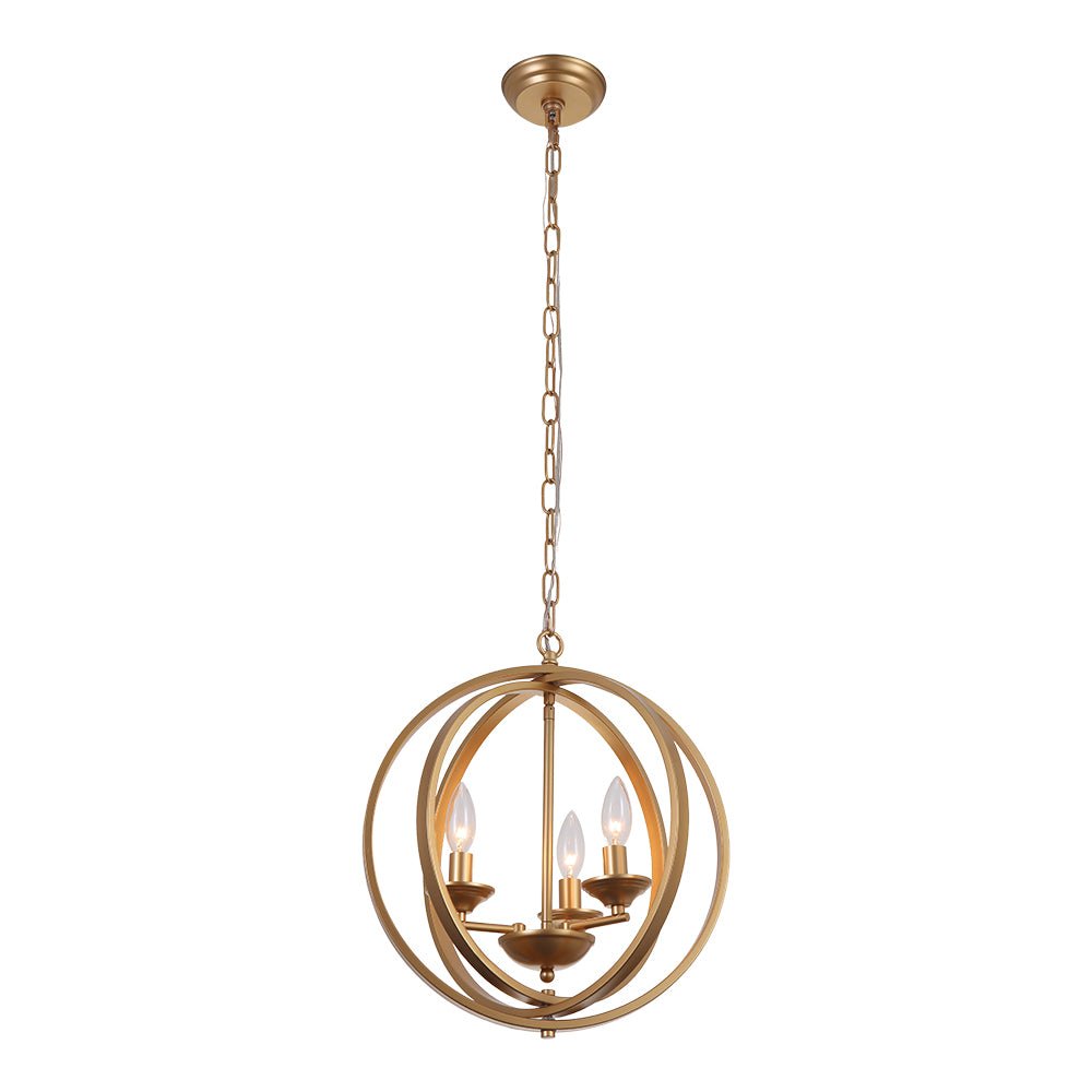Modern 4-Light Iron Geometric Globe Cage Pendant Light