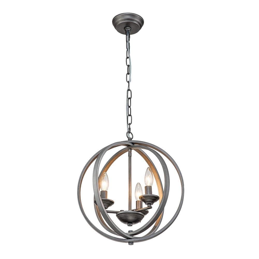 Modern 4-Light Iron Geometric Globe Cage Pendant Light