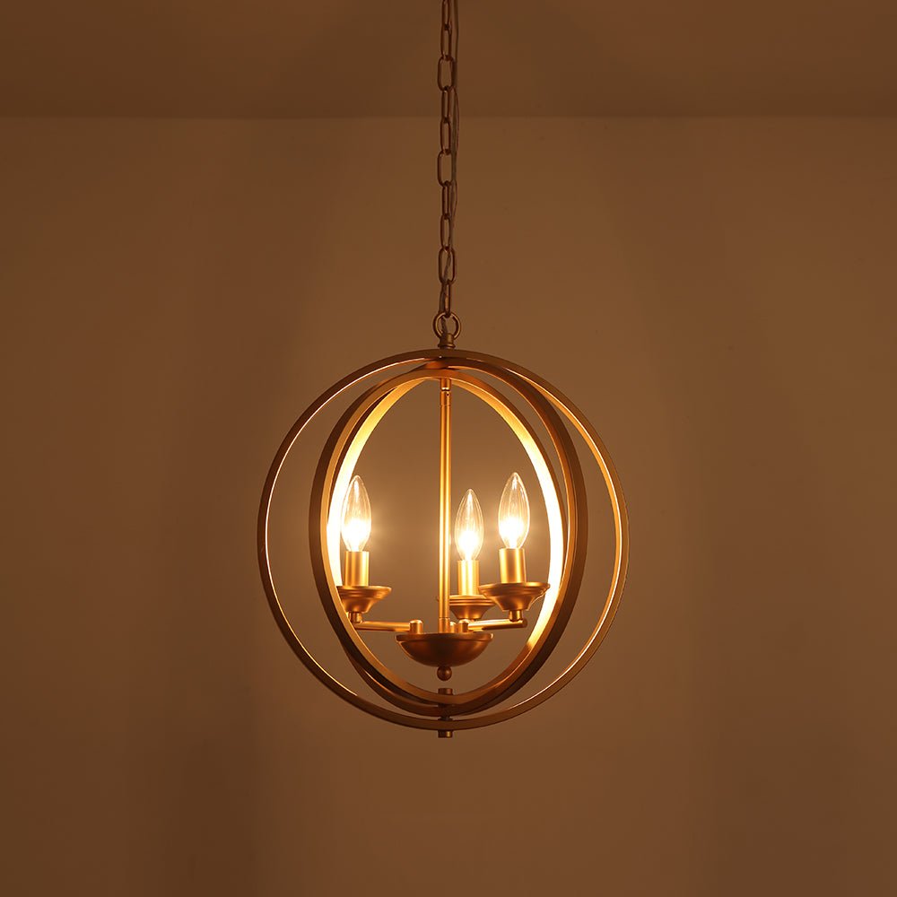 Modern 4-Light Iron Geometric Globe Cage Pendant Light