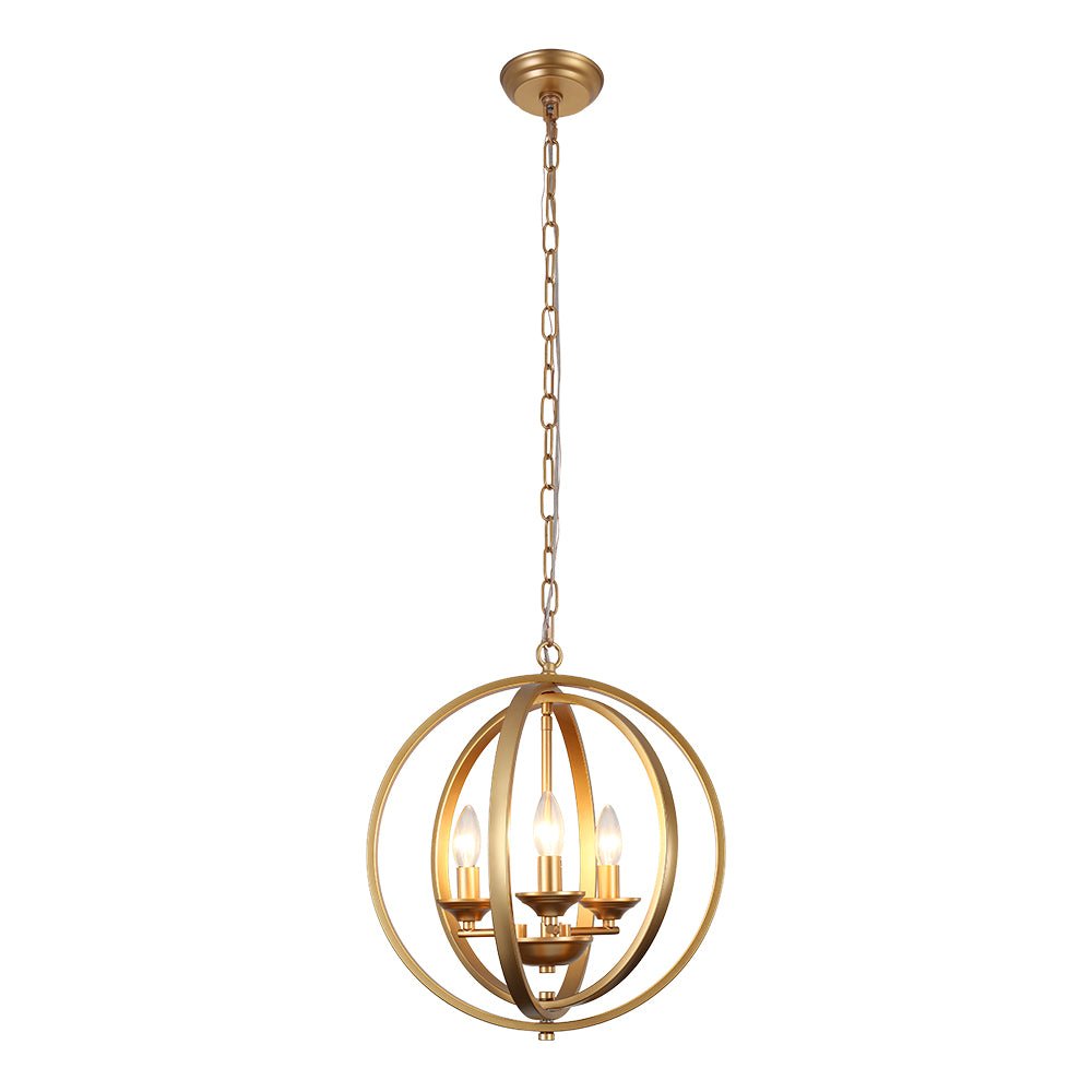 Modern 4-Light Iron Geometric Globe Cage Pendant Light