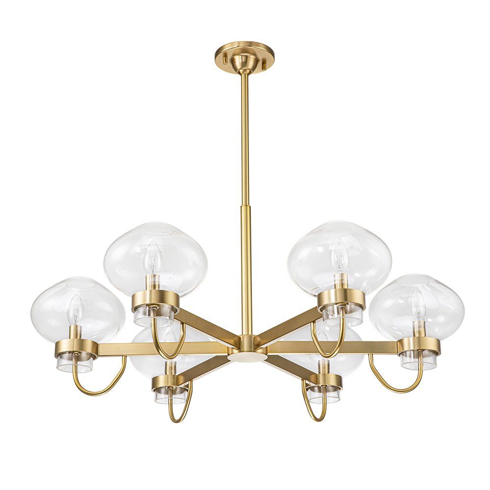Modern 6-Light Candle Style Clear Glass Round Chandelier