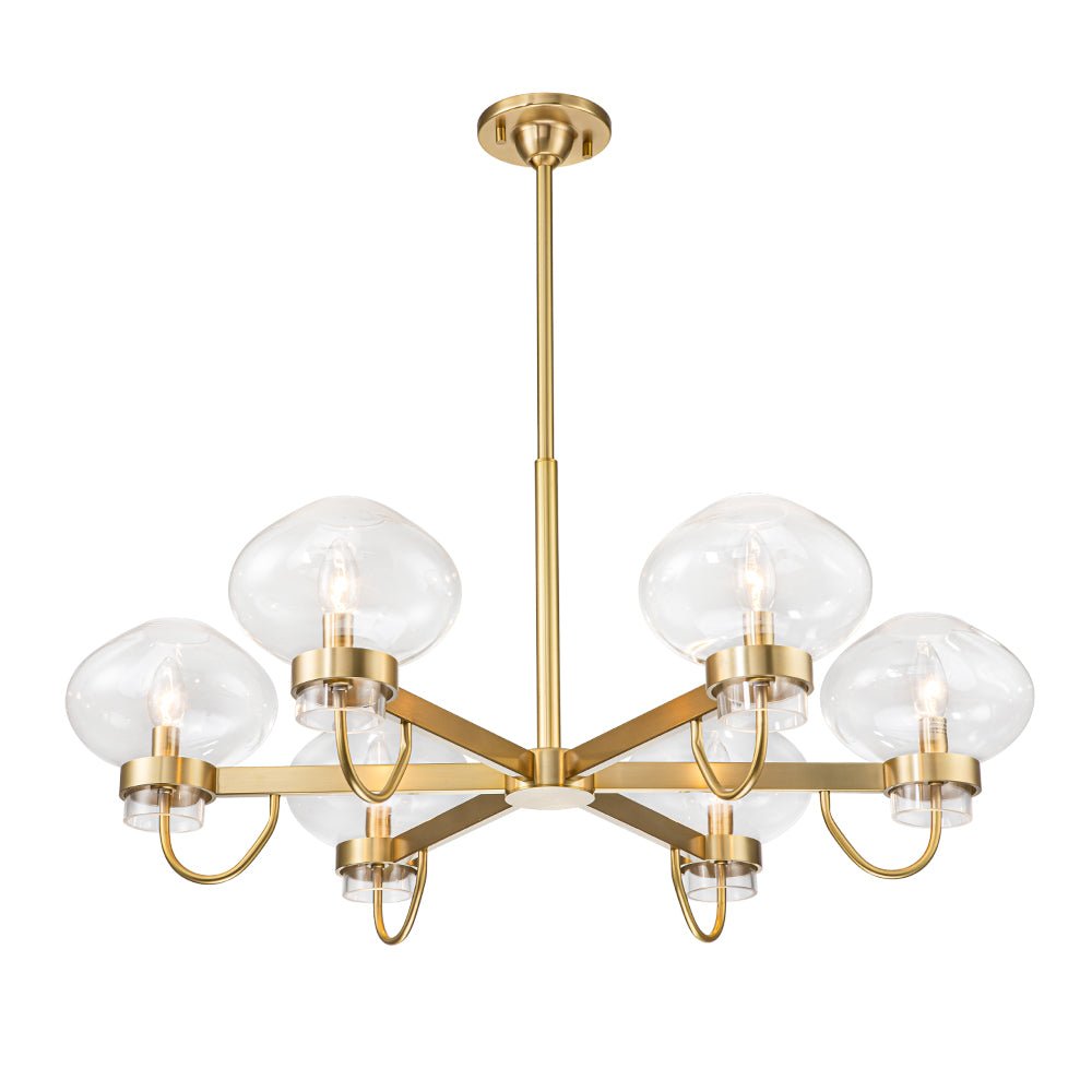 Modern 6-Light Candle Style Clear Glass Round Chandelier