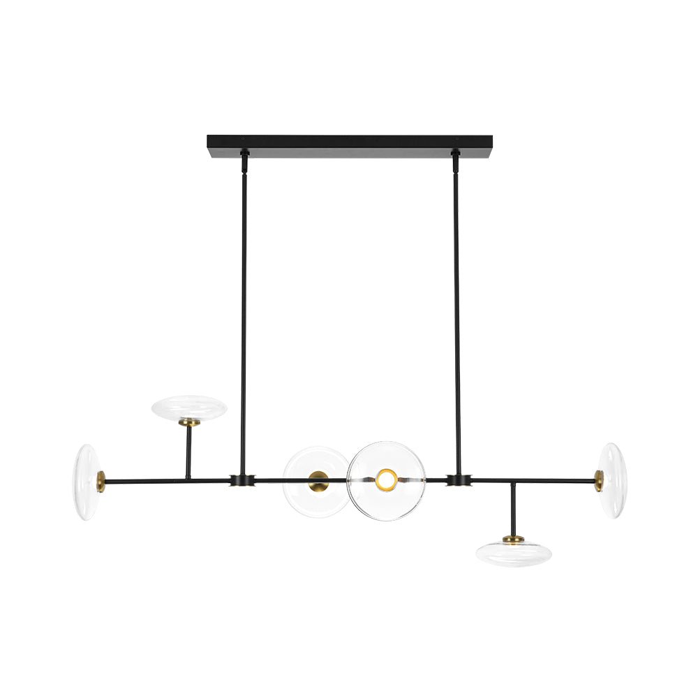Modern 6-light Clear Glass Dimmable LED Linear Island Chandelier