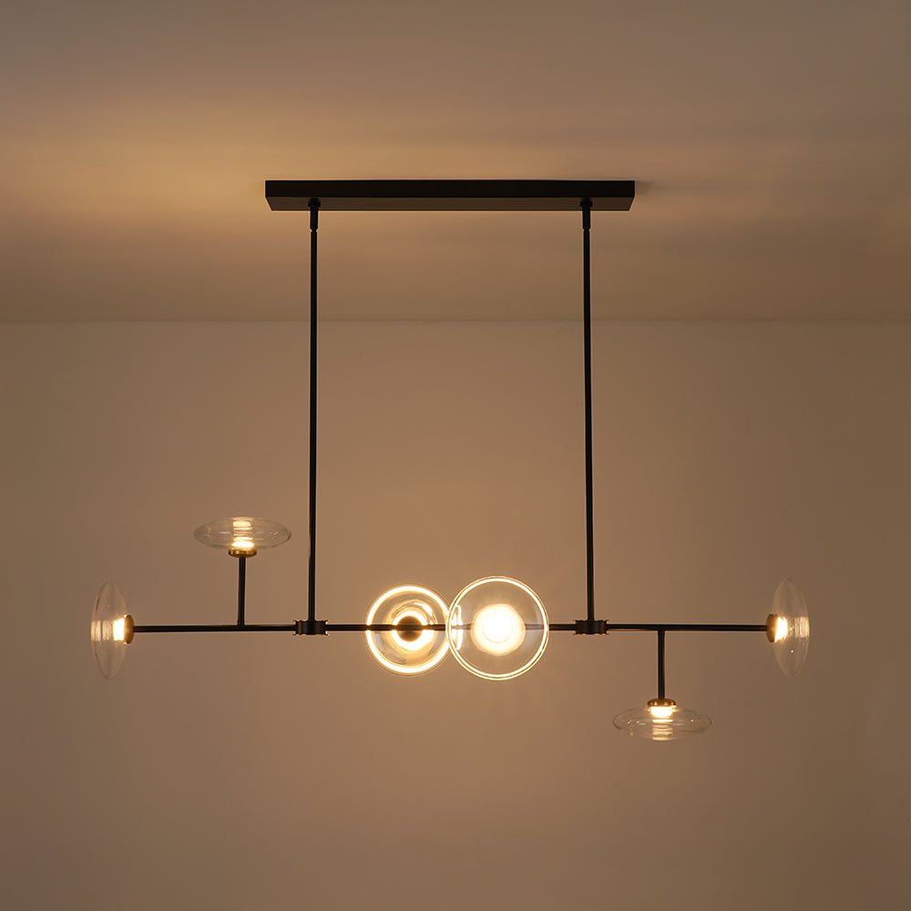 Modern 6-light Clear Glass Dimmable LED Linear Island Chandelier