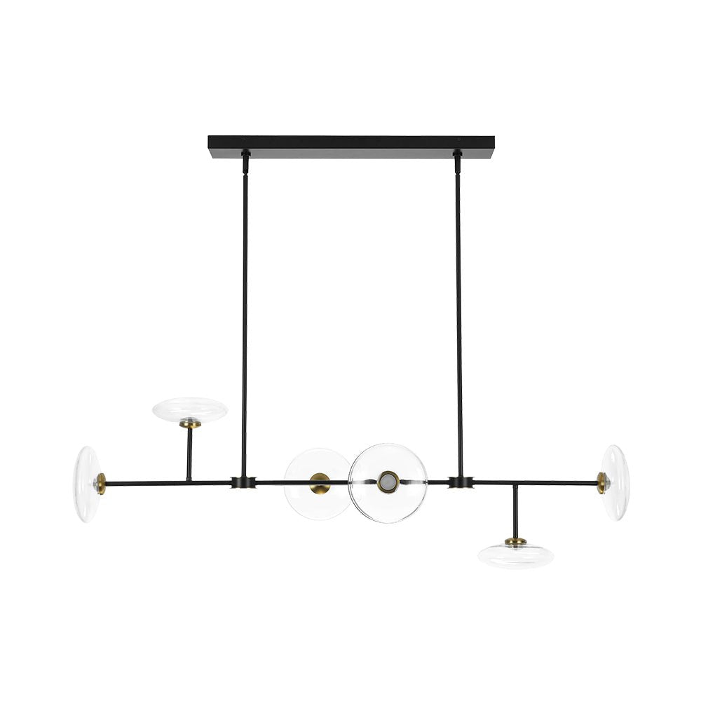 Modern 6-light Clear Glass Dimmable LED Linear Island Chandelier