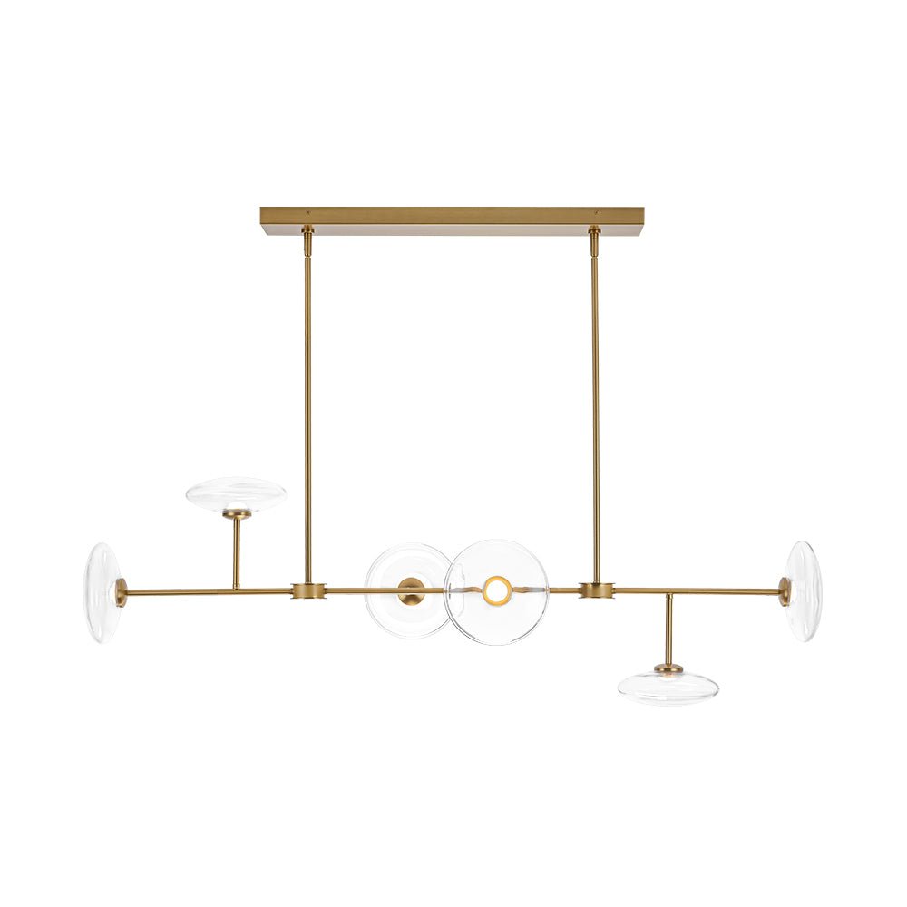 Modern 6-light Clear Glass Dimmable LED Linear Island Chandelier