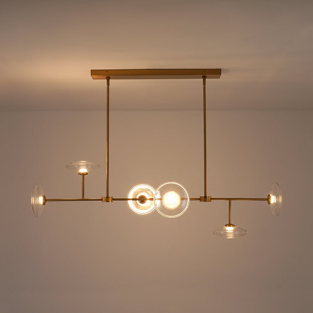 Modern 6-light Clear Glass Dimmable LED Linear Island Chandelier