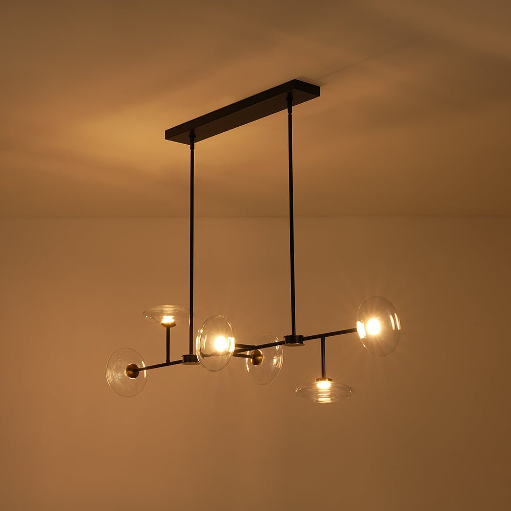 Modern 6-light Clear Glass Dimmable LED Linear Island Chandelier