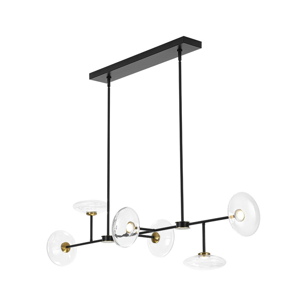 Modern 6-light Clear Glass Dimmable LED Linear Island Chandelier