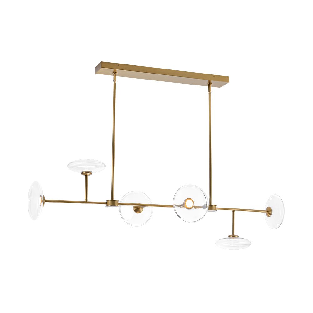 Modern 6-light Clear Glass Dimmable LED Linear Island Chandelier