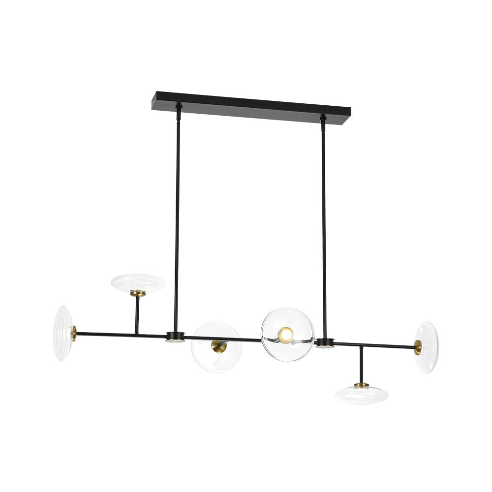 Modern 6-light Clear Glass Dimmable LED Linear Island Chandelier