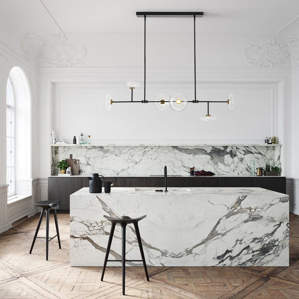 Modern 6-light Clear Glass Dimmable LED Linear Island Chandelier
