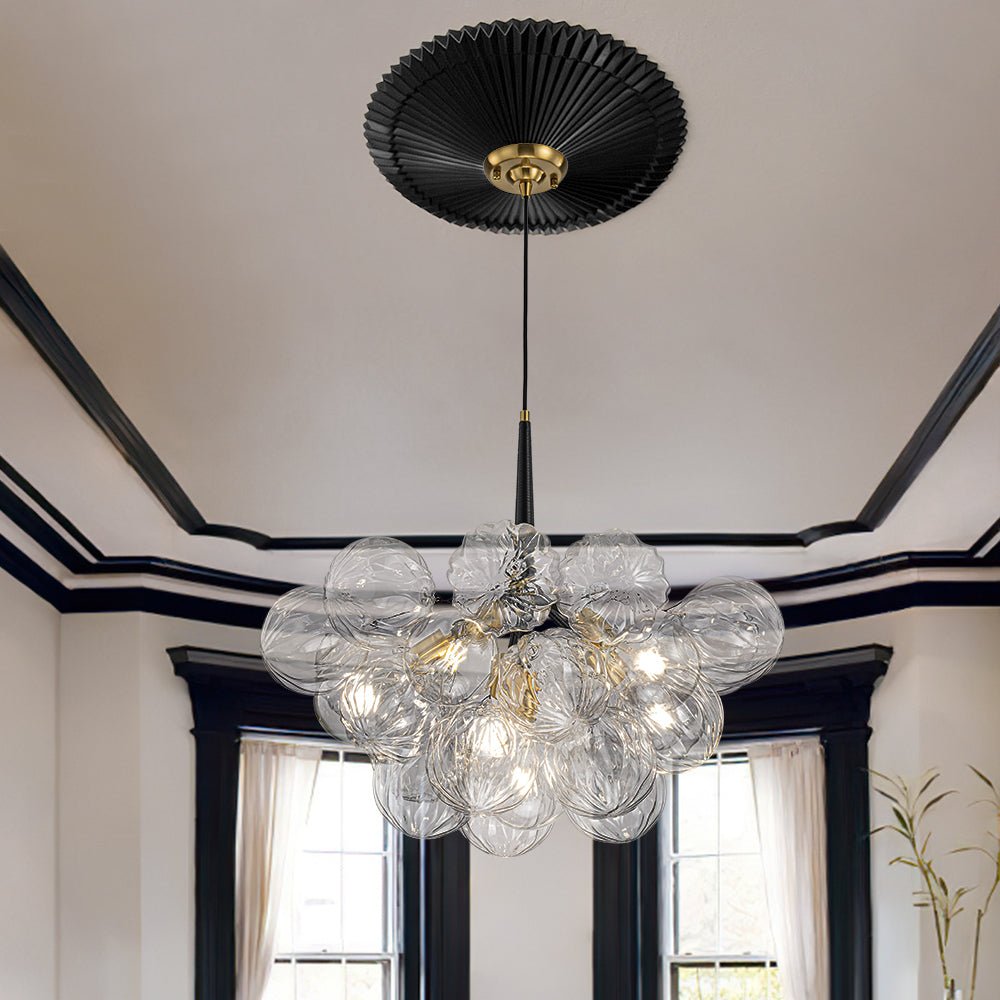Modern Cluster Sculpture Texture Glass Globe Bubble Chandelier