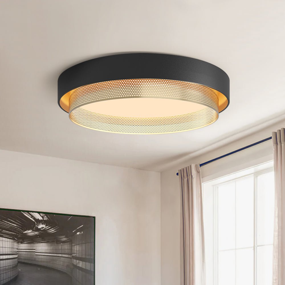 Modern Dimmable LED Iron Mesh Circular Flush Mount Light