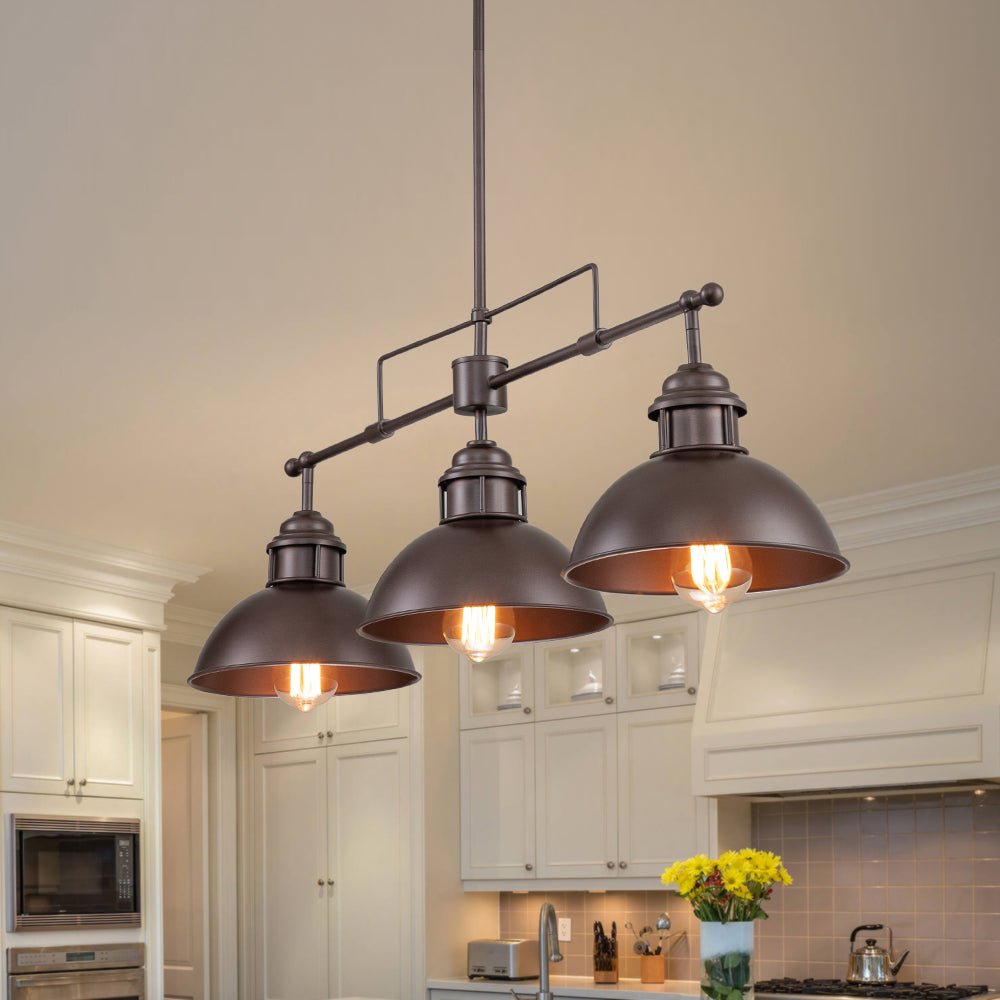 (OpenBox) Modern Farmhouse 3-light Island Pot Lid Dome Pendant