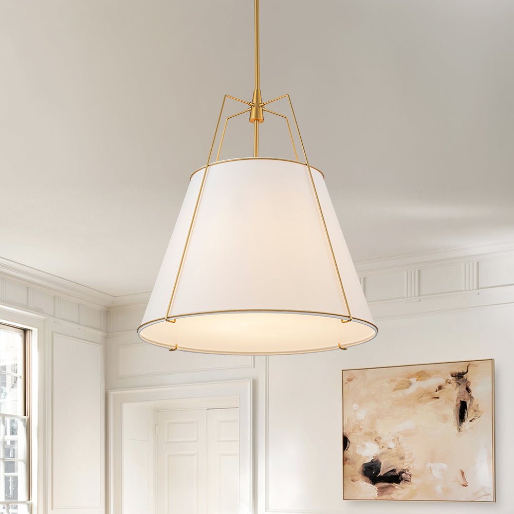 Modern Fabric Conical Drum Cage Pendant Light