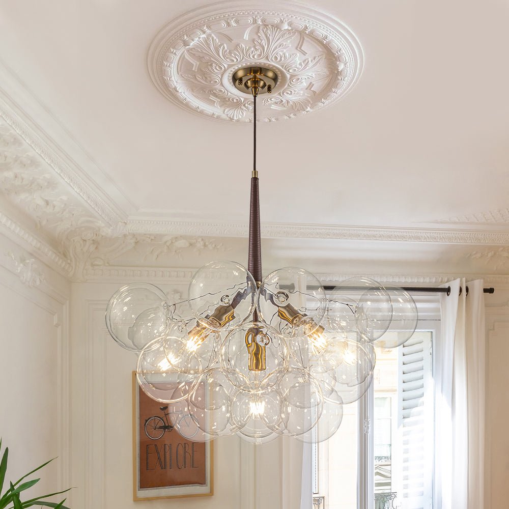 Mocha Mousse Clear Glass Globe Cluster Bubble Chandelier
