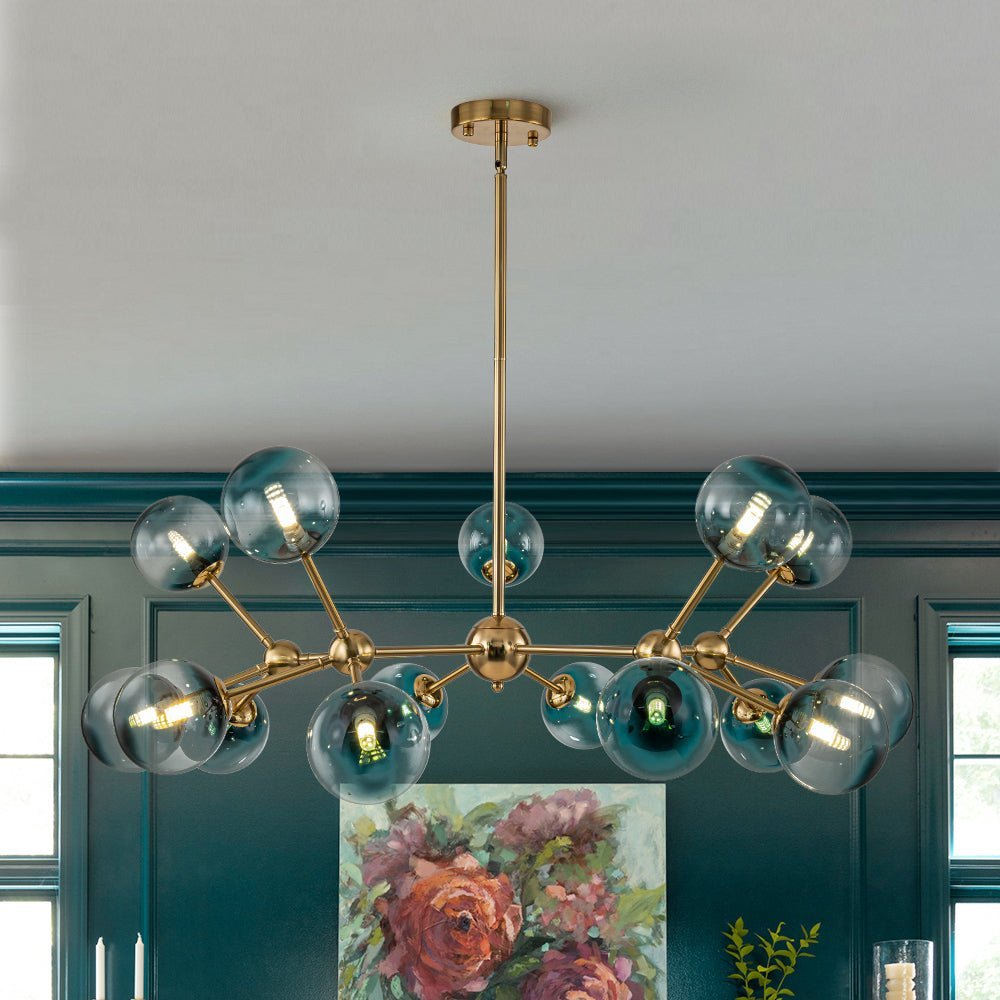 (OpenBox) 15-Light Blue Glass Globe Bubble Sputnik Branch Chandelier