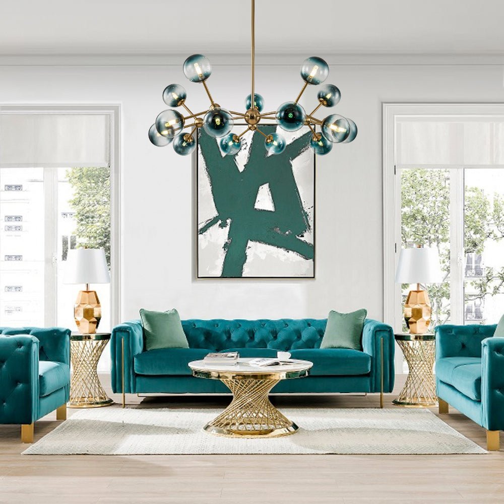 (OpenBox) 15-Light Blue Glass Globe Bubble Sputnik Branch Chandelier