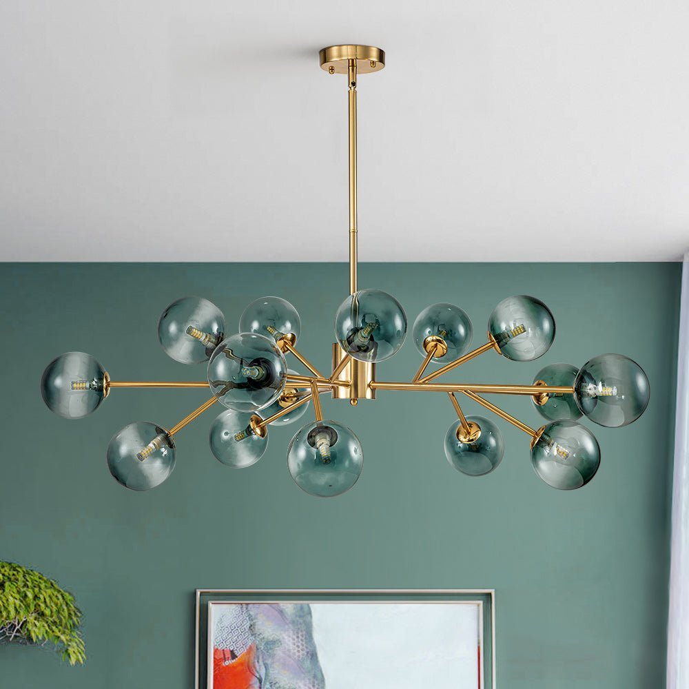 (OpenBox) 15-Light Branch Blue Glass Globe Bubble Chandelier