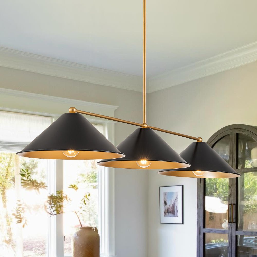 (OpenBox) 3-Light Black Cone Shade Kitchen Island Pendant