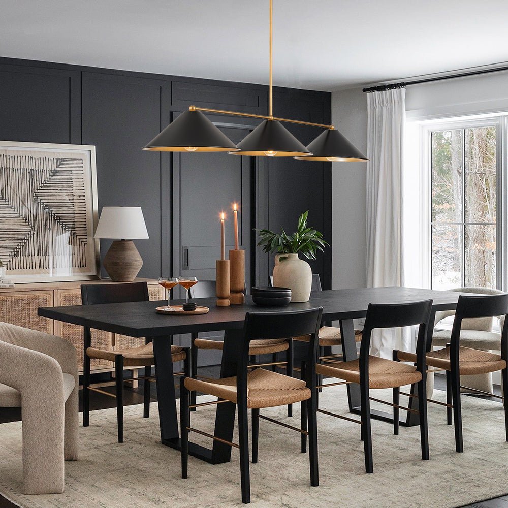 (OpenBox) 3-Light Black Cone Shade Kitchen Island Pendant