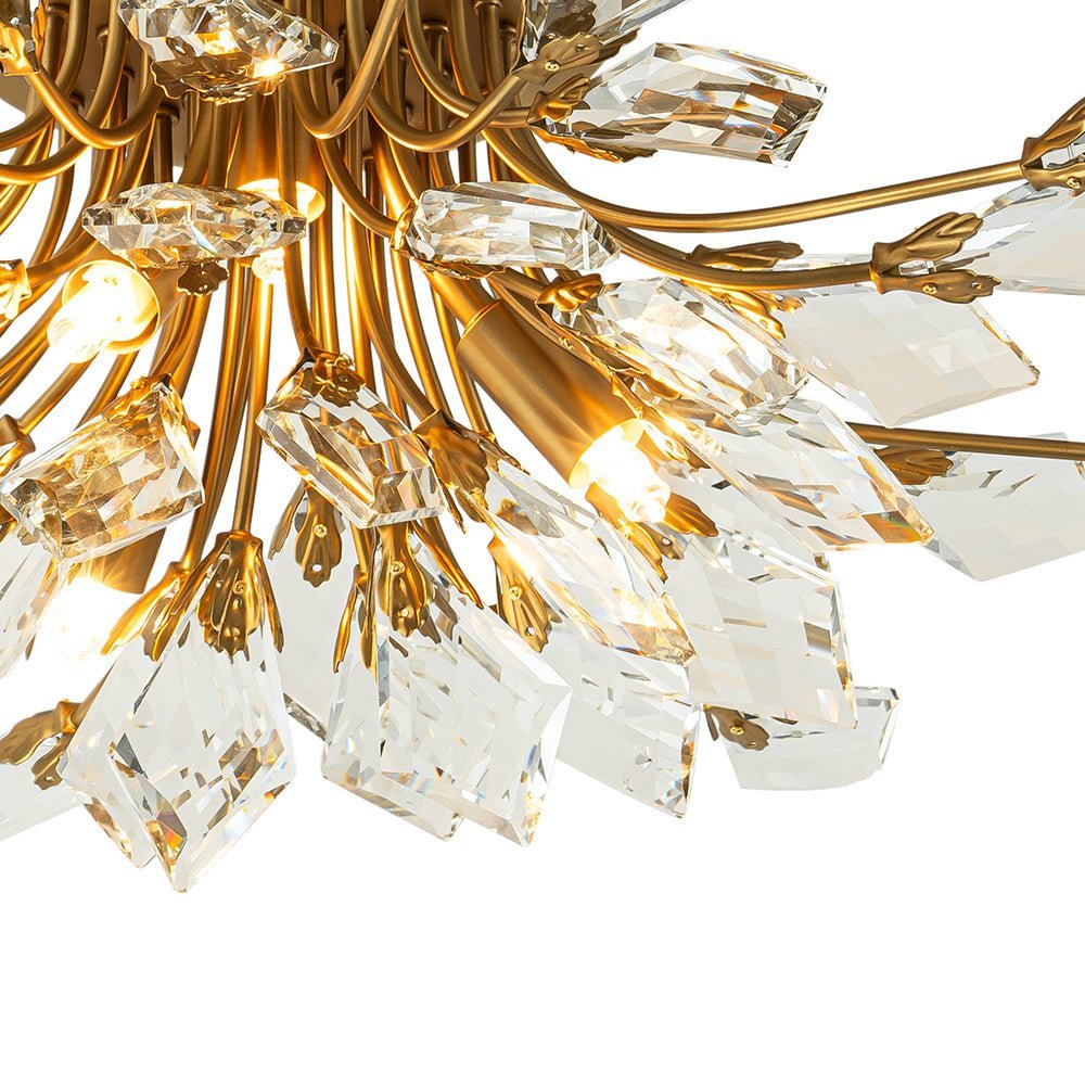 (OpenBox) 4-Light Bloom Crystal Leaf Semi Flush Mount Light