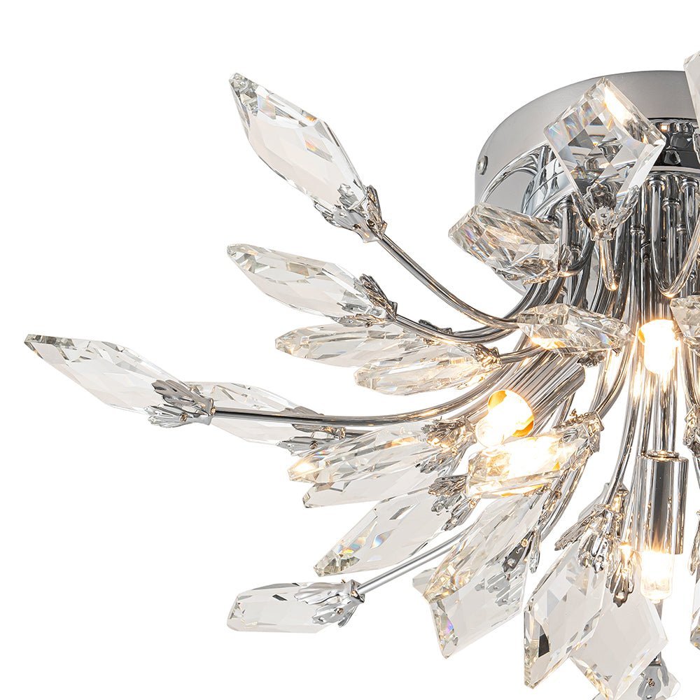 (OpenBox) 4-Light Bloom Crystal Leaf Semi Flush Mount Light