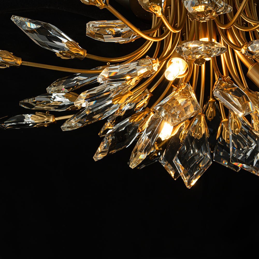 (OpenBox) 4-Light Bloom Crystal Leaf Semi Flush Mount Light