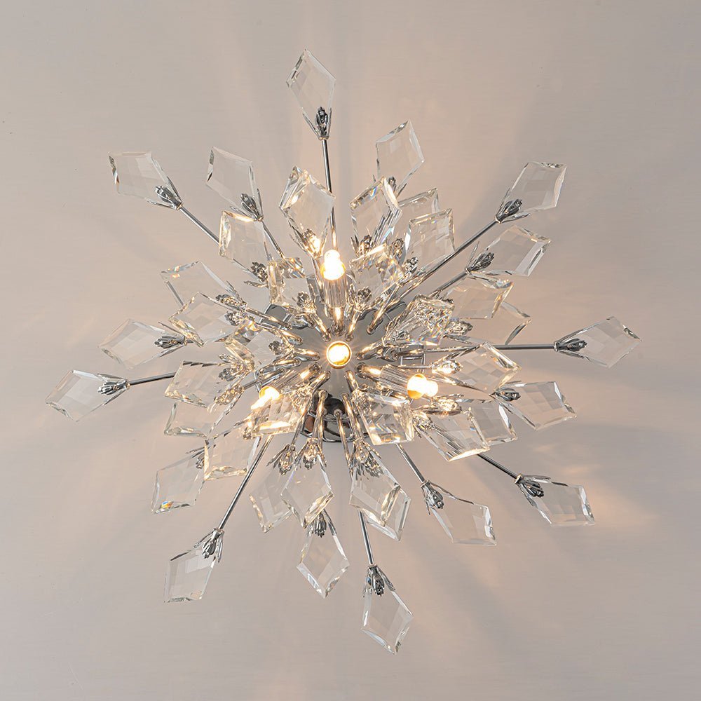 (OpenBox) 4-Light Bloom Crystal Leaf Semi Flush Mount Light