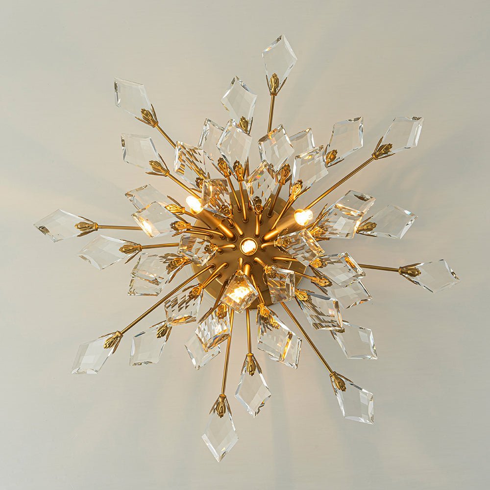 (OpenBox) 4-Light Bloom Crystal Leaf Semi Flush Mount Light