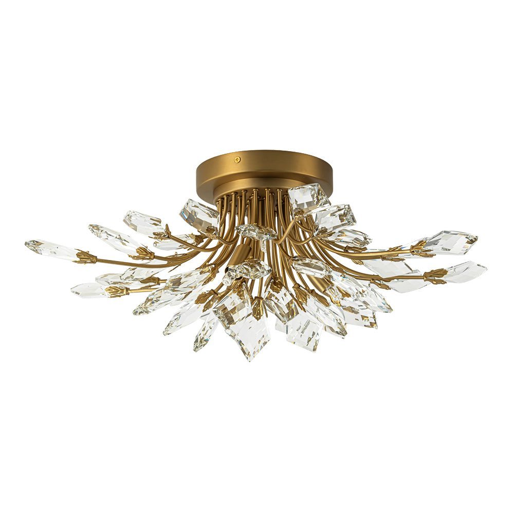 (OpenBox) 4-Light Bloom Crystal Leaf Semi Flush Mount Light