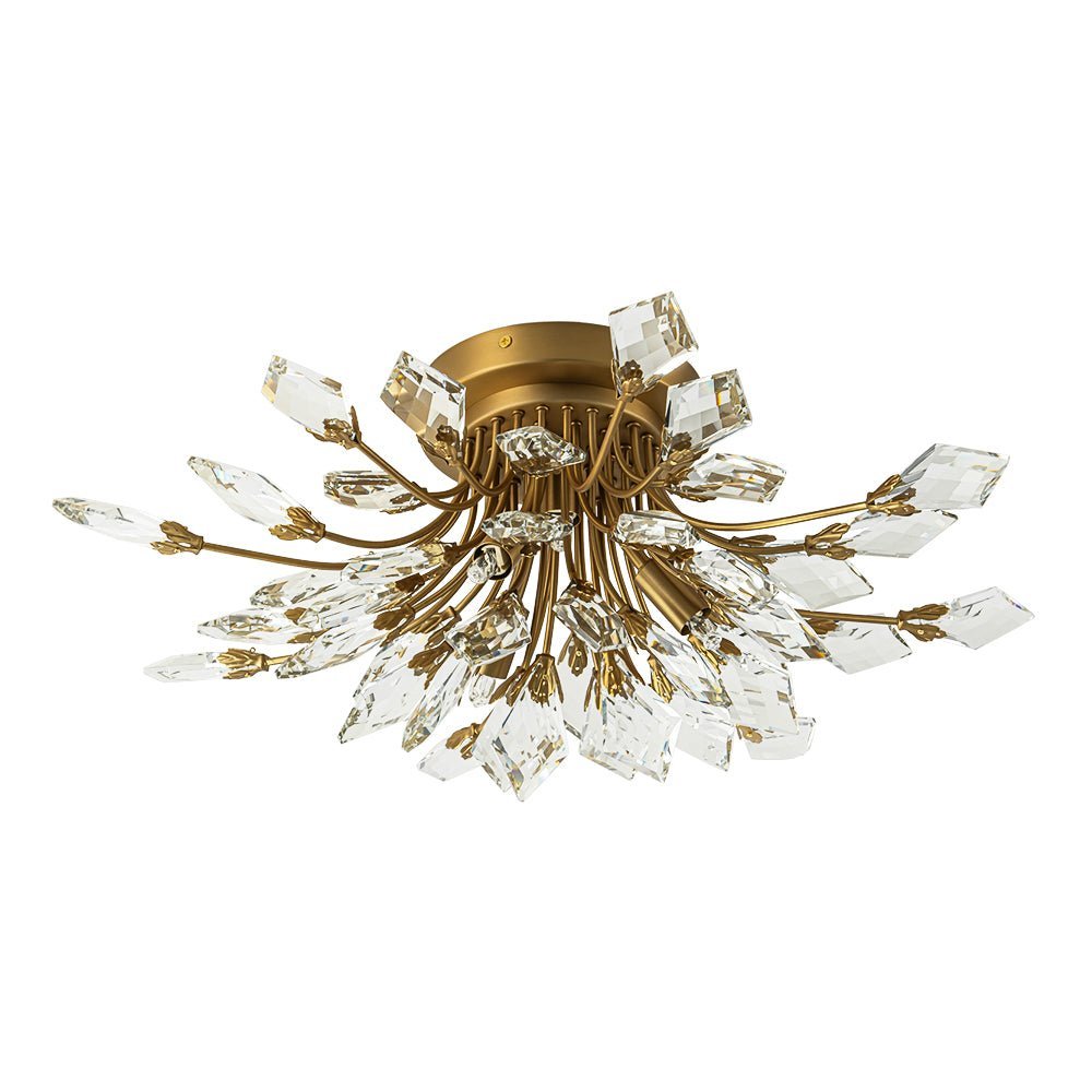 (OpenBox) 4-Light Bloom Crystal Leaf Semi Flush Mount Light