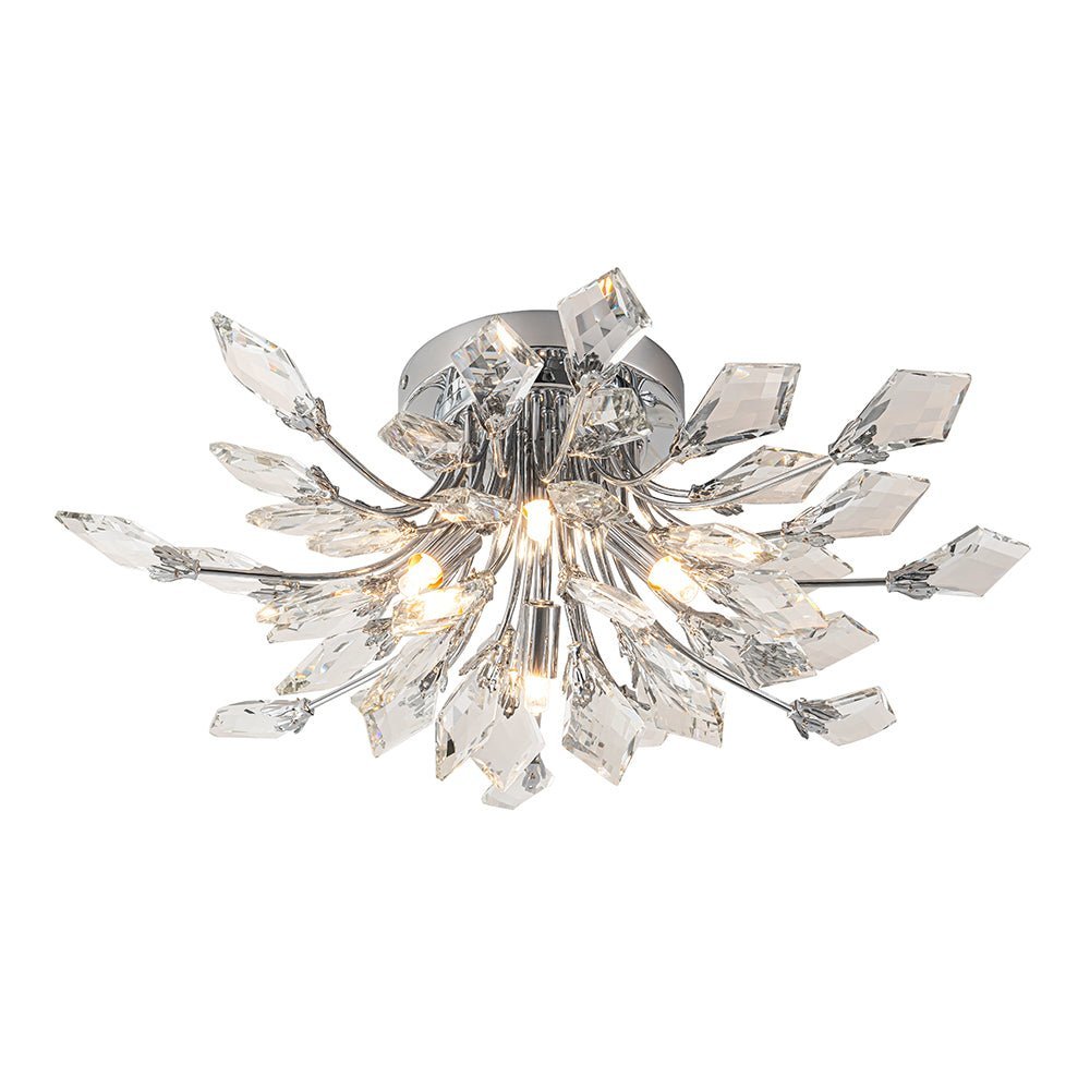 (OpenBox) 4-Light Bloom Crystal Leaf Semi Flush Mount Light