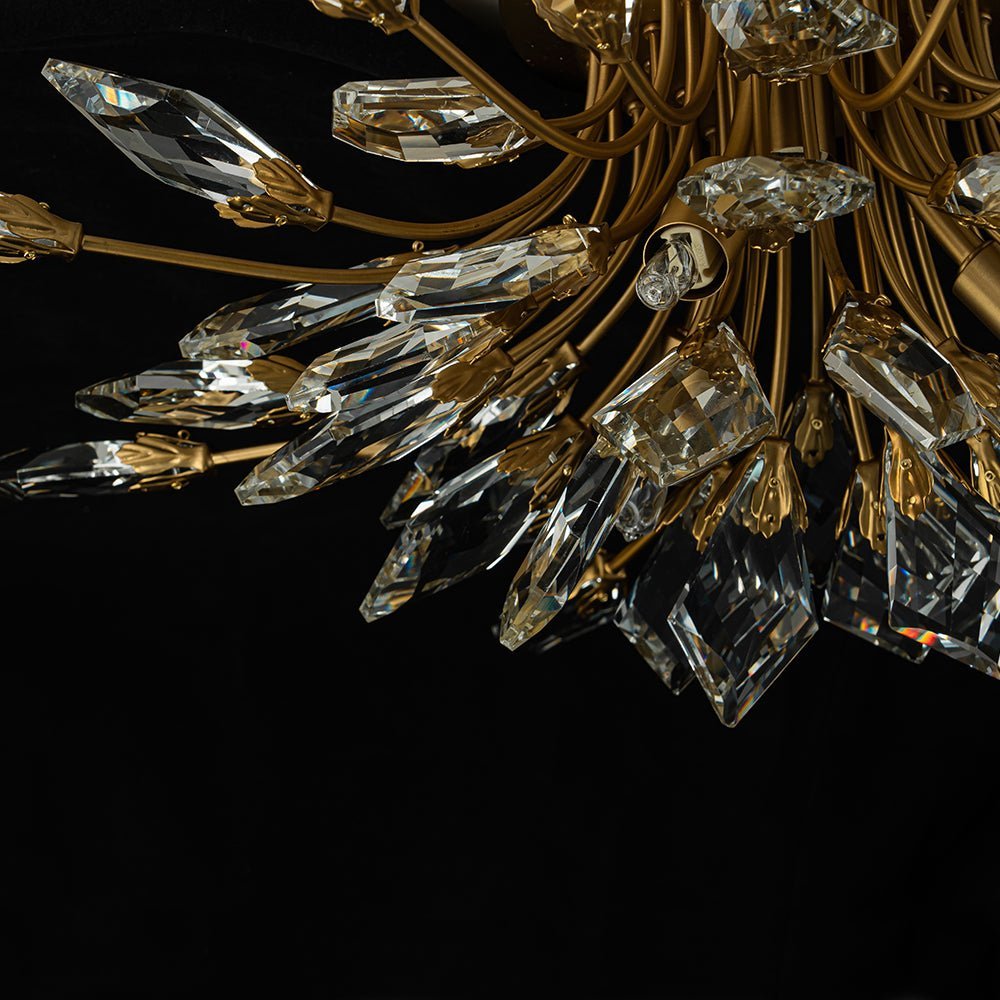 (OpenBox) 4-Light Bloom Crystal Leaf Semi Flush Mount Light