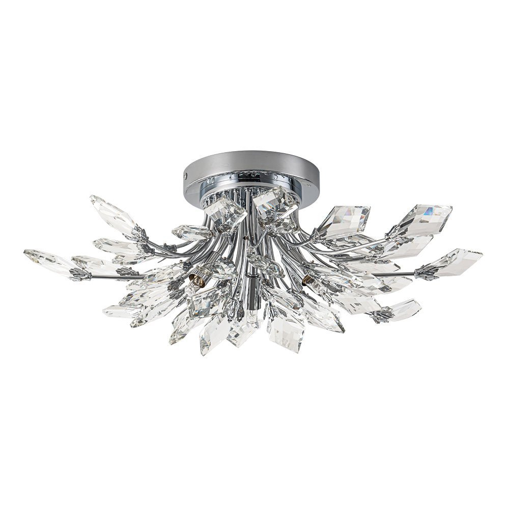(OpenBox) 4-Light Bloom Crystal Leaf Semi Flush Mount Light