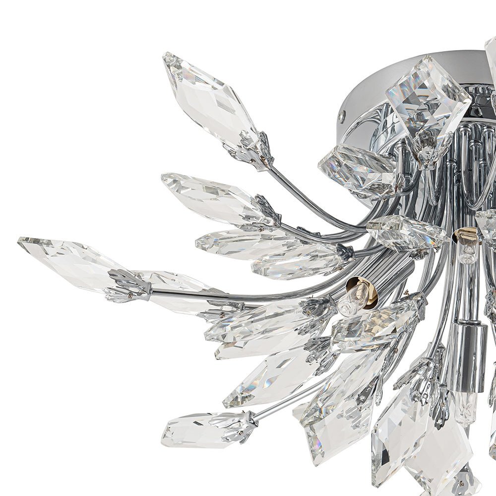 (OpenBox) 4-Light Bloom Crystal Leaf Semi Flush Mount Light