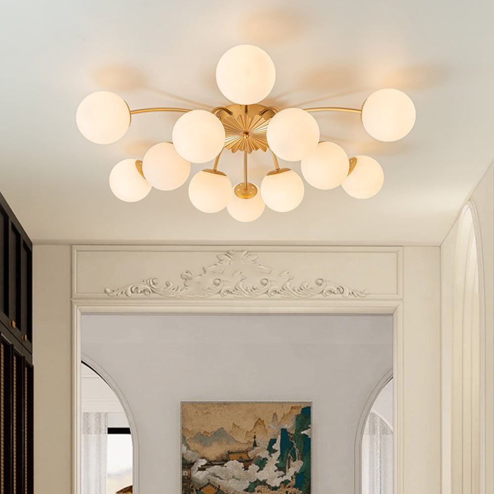 (OpenBox) Blossom 12-Light Opal Glass Bubble Semi Flush Chandelier