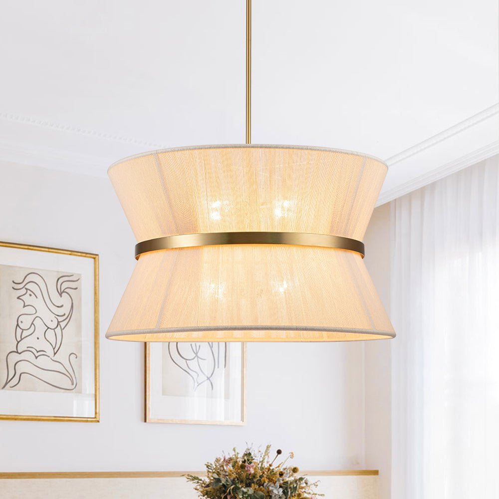 (OpenBox) Boho 2-Tier Woven Thread Tapered Drum Pendant Light
